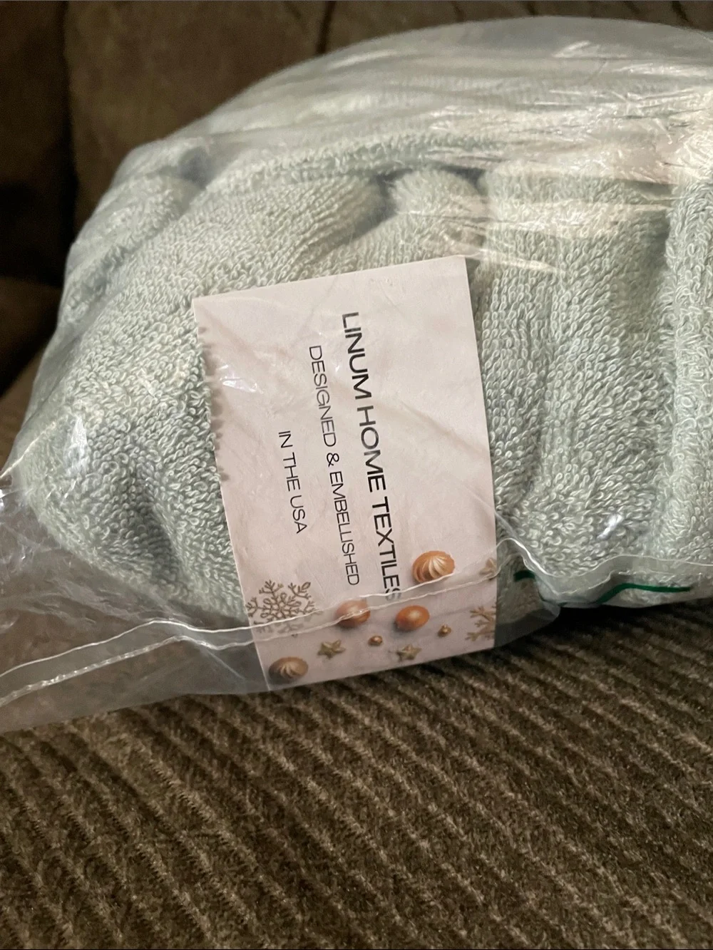 Linum Home 100% cotton Light Sage Bath Robe Sealed L/XL